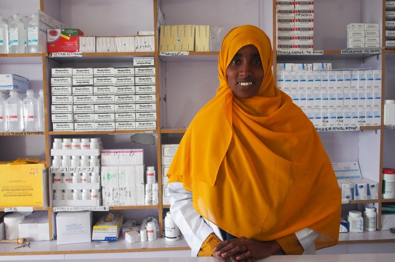 Saynab is a pharmacist at a health facility in Baki, Somaliland, supported by UNICEF and partners, as part of the SHINE programme, with funding from UKAid